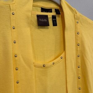 Rafaella Yellow Jersey Cardigan (LP) and Tank (MP) Set with Studs